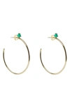 Argento Vivo Sterling Silver Semiprecious Stone Hoop Earrings In Gold