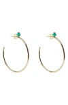 Argento Vivo Semiprecious Stone Hoop Earrings In Gold/ Green