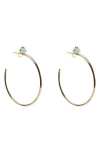 Argento Vivo Sterling Silver Semiprecious Stone Hoop Earrings In Gold