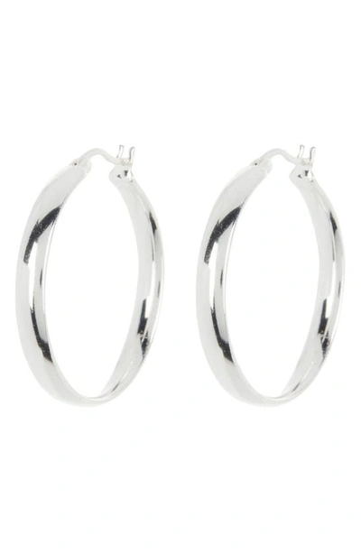 Argento Vivo Sterling Silver Sterling Silver Medium Hoop Earrings In Metallic