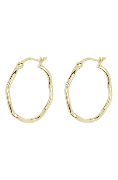 Argento Vivo Sterling Silver Textured Hoop Earrings In Gold