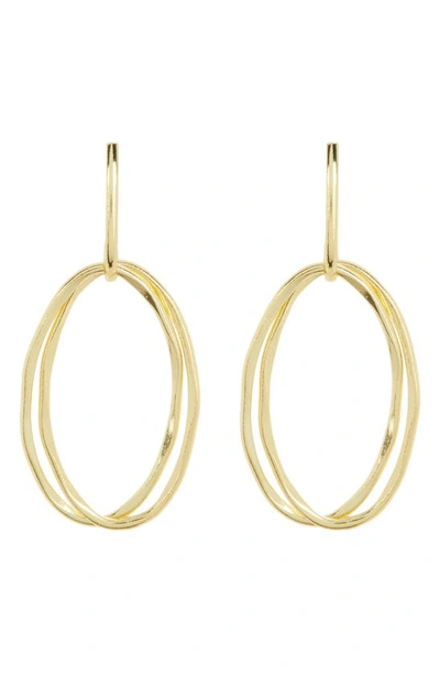 Argento Vivo Sterling Silver Two-tone Frontal Hoop Earrings In Gold