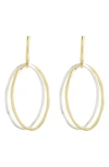 Argento Vivo Sterling Silver Two-tone Frontal Hoop Earrings In Gold/ Sil