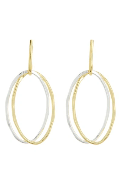 Argento Vivo Sterling Silver Two-tone Frontal Hoop Earrings In Gold/ Sil