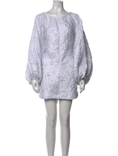 Pre-owned Arianne Elmy Floral Print Mini Dress In Silver
