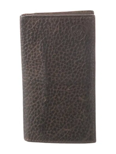 Pre-owned Ariat Embossed Leather Bifold Wallet In Brown