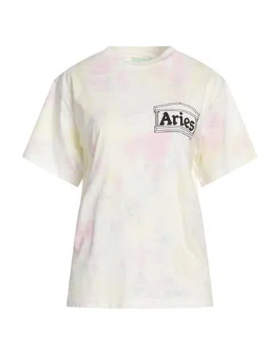 Aries Woman T-shirt Cream Size L Cotton In Yellow