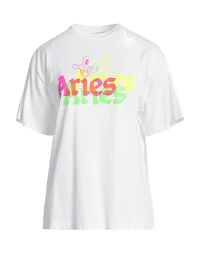 Aries Woman T-shirt White Size L Cotton