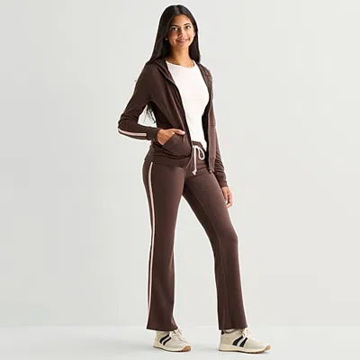 Arizona Womens Juniors Bootcut Sweatpant In Brown