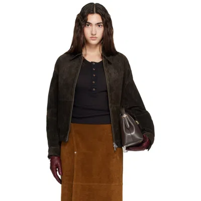 Arma Brown Maddox Gritty Suede Jacket In Black