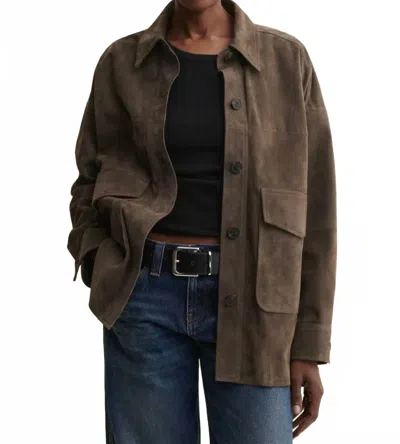 Arma Kaylee Lamb Suede Jacket In Mud Brown