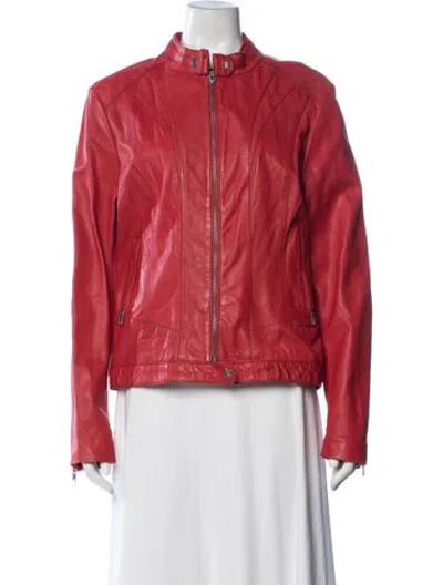 Pre-owned Arma Leather Biker Jacket W/ Tags In Red