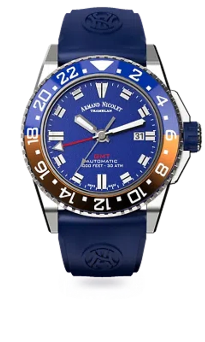 Pre-owned Armand Nicolet Js9-44 Stainless Steel 44mm Wristwatch A486bgu-bu-gg4710u