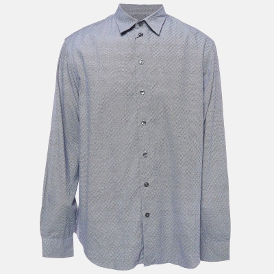 Pre-owned Armani Collezioni Blue Cotton Long Sleeve Button Front Shirt Xl