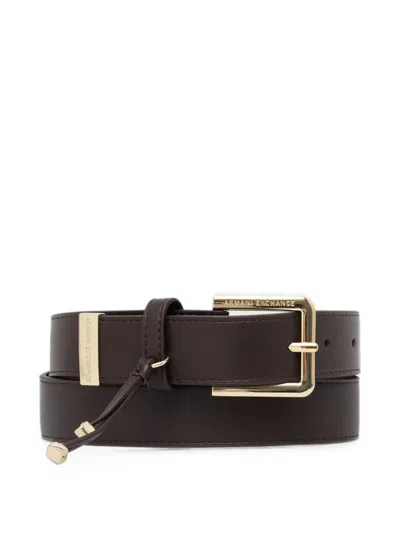 Armani Exchange Logo-engraved Buckle Belt In Black
