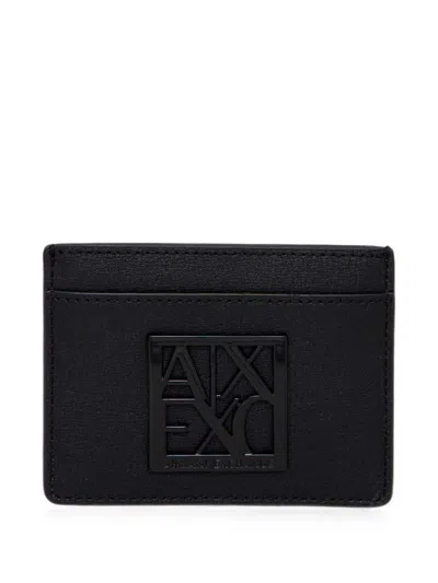 Armani Exchange Logo-plaque Cardholder In Black