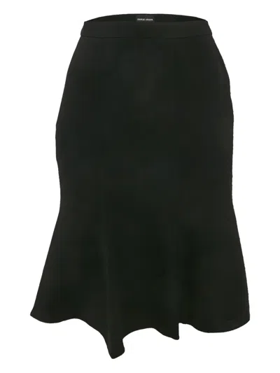 Pre-owned Armani Vintage Silk Skirt In Black
