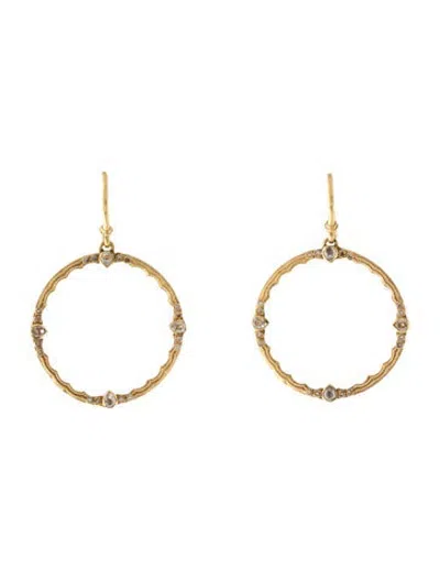 Pre-owned Armenta 18k Sapphire & Diamond Open Circle Drop Earrings In Multicolor