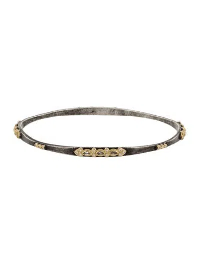 Pre-owned Armenta Diamond & Sapphire Bangle Bracelet, 8" In Multicolor