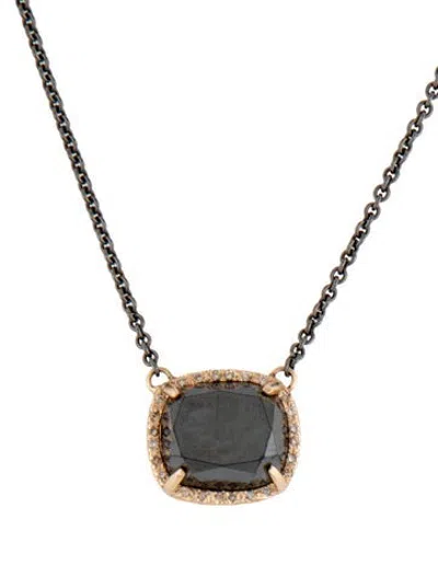 Pre-owned Armenta Hematite & Diamond Two-tone Pendant Necklace, 18" In Multicolor