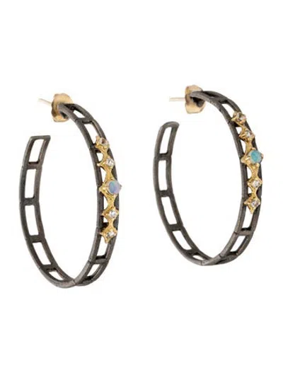 Pre-owned Armenta Opal & Goshenite Hoop Earrings In Multicolor
