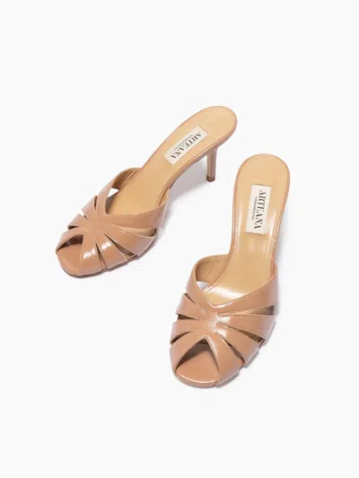 Arteana Women's Savona 75 Peep Toe Slide Sandals In Walnut In Neutral