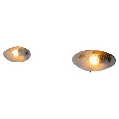 Pre-owned Artemide Pair Of Glass Wall Lamps By , Italy, 1960s In Brown