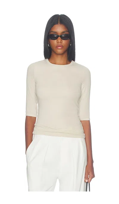 Artless Lee Cropped Sleeve Top In Stone