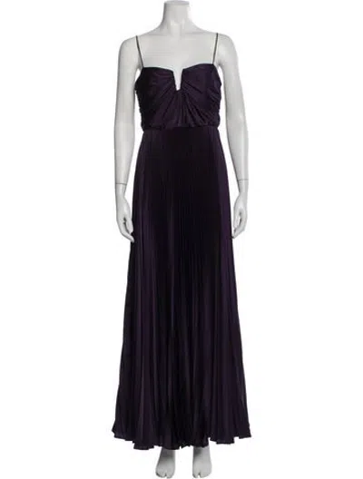 Pre-owned As It May Plunge Neckline Long Dress In Purple
