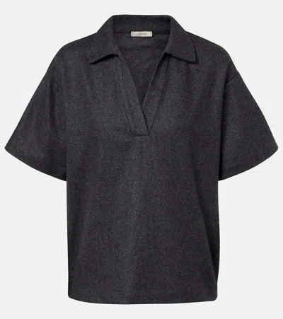 Asceno Modena Wool And Cashmere Flannel Polo Shirt In Gray