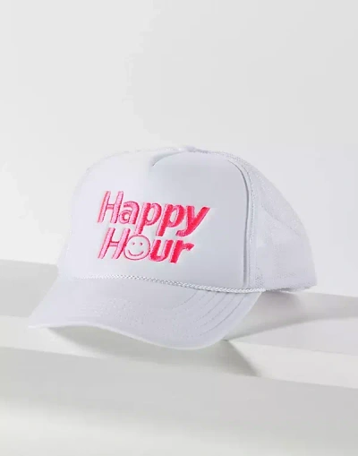Ascot + Hart Happy Hour Trucker Hat In White