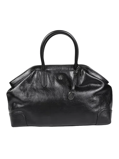 Ash Black Justine Structured Calf Leather Shoulder Bag