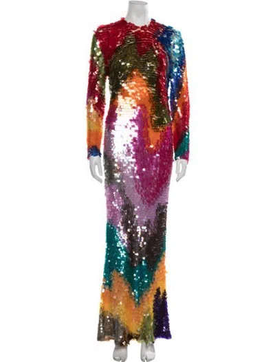 Pre-owned Ashish Patterned Long Dress In Multicolor