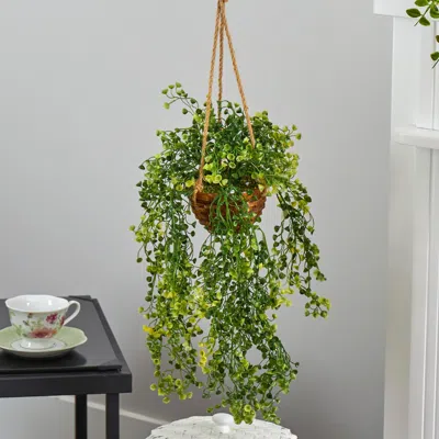 Ashley 20" Baby Tear Artificial Plant In Hanging Basket In Green