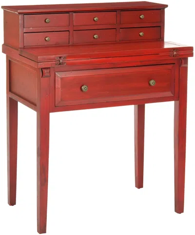 Ashley 7 Drawer Fold Down Desk In Red