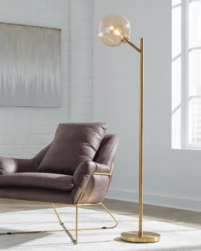 Ashley Abanson Floor Lamp In Amber/gold Finish