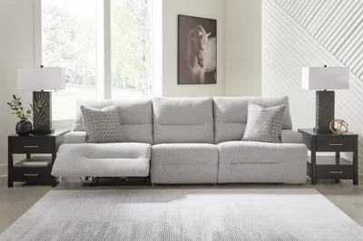 Ashley Acklen Place 3-piece Next-gen Nuvella™ Performance Fabric Dual Power Reclining Modular Sofa In Pewter