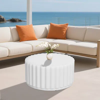 Ashley Afterglow Outdoor Round Firepit In White