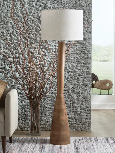 Ashley Ailsa Floor Lamp In Natural Brown