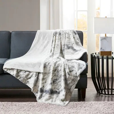Ashley Aina Oversized Faux Fur Throw In Gray