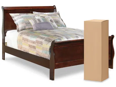 Ashley Alisdair Full Sleigh Bed With Chime 8 Inch Memory Foam Mattress In A Box In Reddish Brown