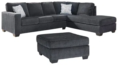 Ashley Altari 2-piece Sleeper Sectional With Ottoman In Slate