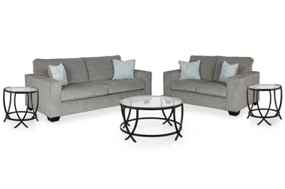Ashley Altari Sofa And Loveseat With Coffee Table 2 End Tables In Alloy