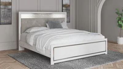 Ashley Altyra King Panel Bed With Upholstered Headboard In White