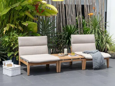 Ashley Amazonia Seychelles Outdoor Modular Sofa With Coffee Table In Light Brown/beige