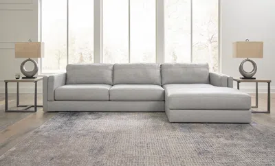 Ashley Amiata 2-piece Leather Sectional With Chaise Leather In Glacier