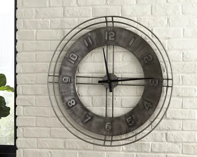Ashley Ana Sofia Metal Wall Clock In Antique Gray