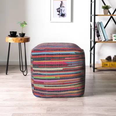 Ashley Andros Striped Cube Pouf In Multi