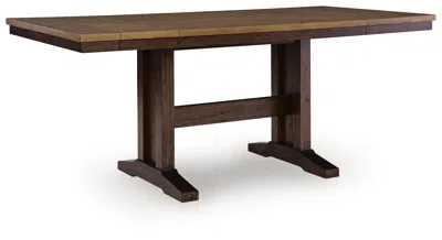 Ashley Anixburg Counter Height 62"-86" Extendable Dining Table In Light Brown/dark Brown
