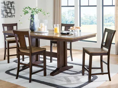 Ashley Anixburg Counter Height Dining Table And 4 Barstools In Light Brown/dark Brown